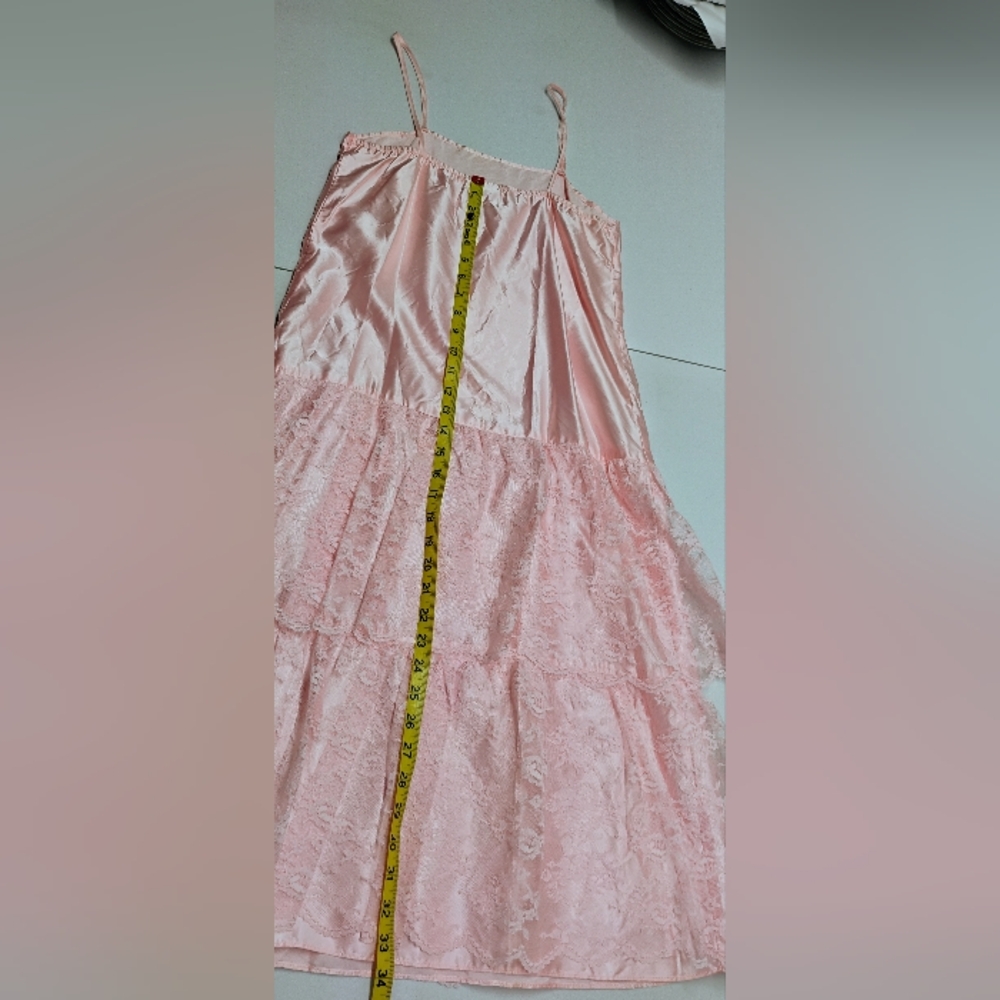 JCPENNEY Vintage Dress 2 Piece Satin/Lace Pink Sz 7/8 Women's Spaghetti Straps - Picture 5 of 16